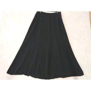 Womens Quiet Luxury Silk Blend Flowy Minimalist Midi Skirt Size Small Black